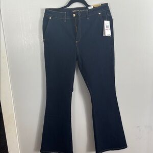 Michael Kors Blue Flare Wide Leg Jeans